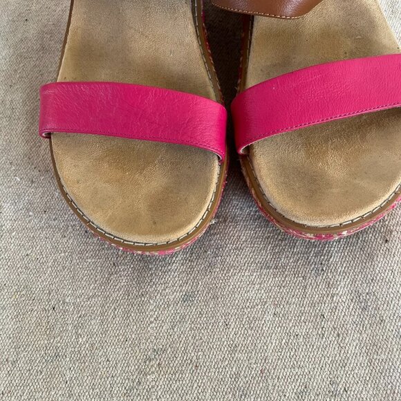Vionic Orthaheel Cancun Fushsia Fiesta Leather Wedge Sandals Sz 11 - Picture 3 of 14